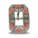 Antique Silver Coral - Clear Crystal Conchos | Sizes 1"- 3" | Buckles | Saddle Set | Leather Rosettes | Slide