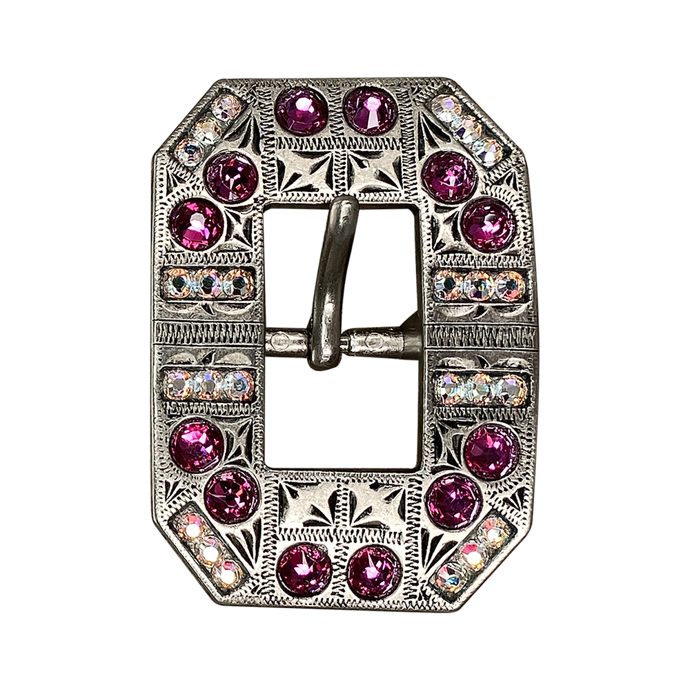 Antique Silver Fuchsia, AB Crystal Conchos - Sizes from 1