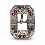 Antique Silver Fuchsia - AB Crystal Conchos | Sizes 1"- 3" | Buckles | Saddle Set | Leather Rosettes | Slide