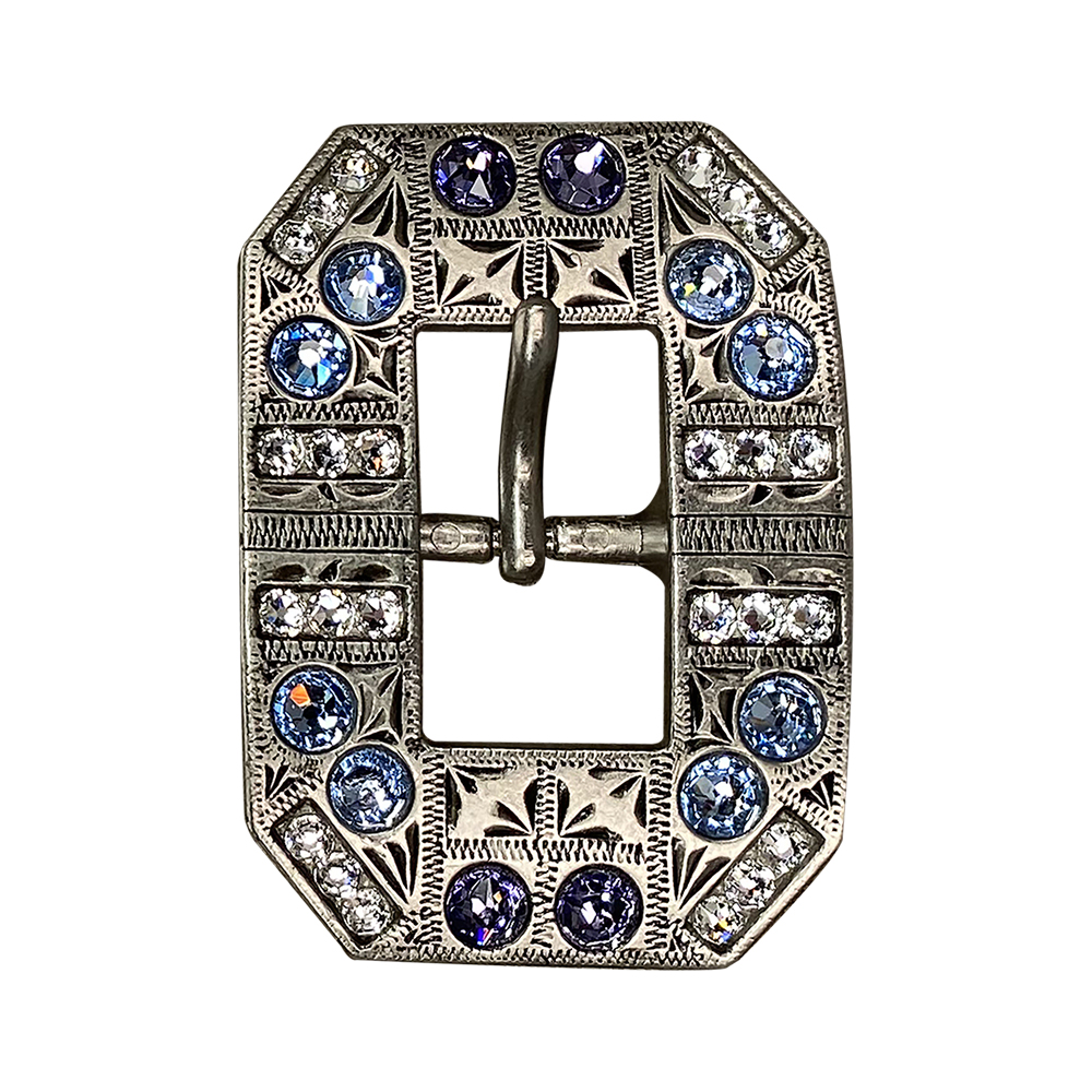 Antique Silver Light Sapphire, Clear, and Lilac Crystal Conchos - Sizes from 1"- 3" and Buckles
