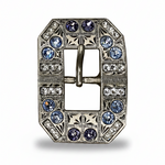 Antique Silver Light Sapphire - Clear - Lilac Crystal Conchos | Sizes 1"- 3" | Buckles | Saddle Set | Leather Rosettes | Slide