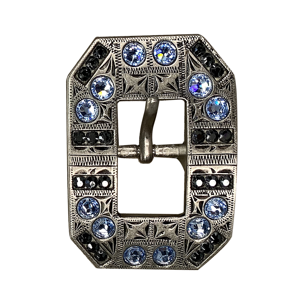 Antique Silver Light Sapphire, Jet Crystal Conchos - Sizes from 1