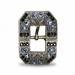 Antique Silver Light Sapphire - Jet Crystal Conchos | Sizes 1"- 3" | Buckles | Saddle Set | Leather Rosettes | Slide