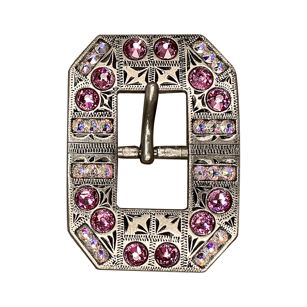 Antique Silver Pink, AB Crystal Conchos - Sizes from 1"- 3" and Buckles