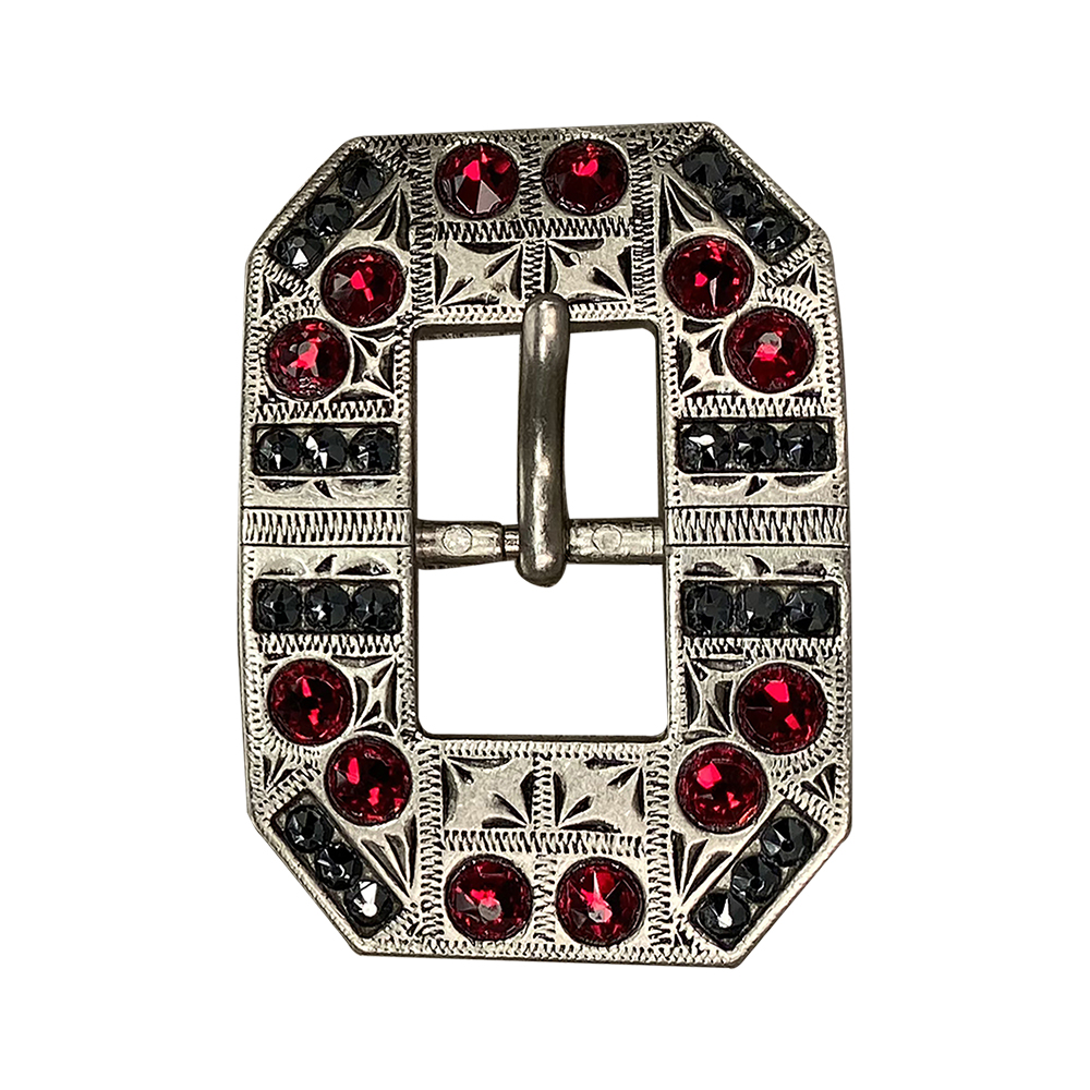 Antique Silver Ruby, Jet Crystal Conchos - Sizes from 1