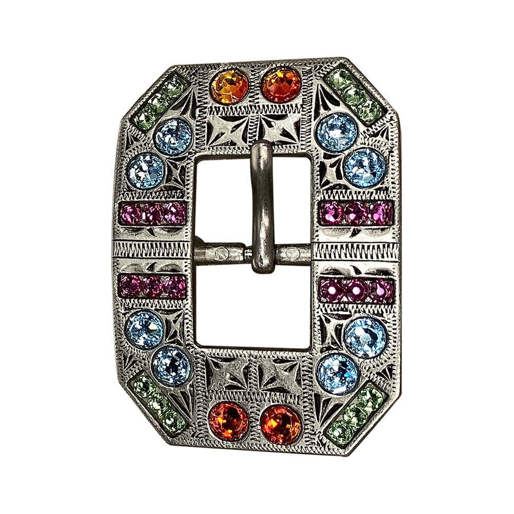 Antique Silver Tie Dye Crystal Conchos - Sizes from 1