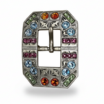 Antique Silver Tie Dye Crystal Conchos | Sizes 1"- 3" | Buckles | Saddle Set | Leather Rosettes | Slide
