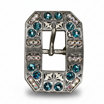 Antique Silver Teal - AB Crystal Conchos | Sizes 1"- 3" | Buckles | Saddle Set | Leather Rosettes | Slide