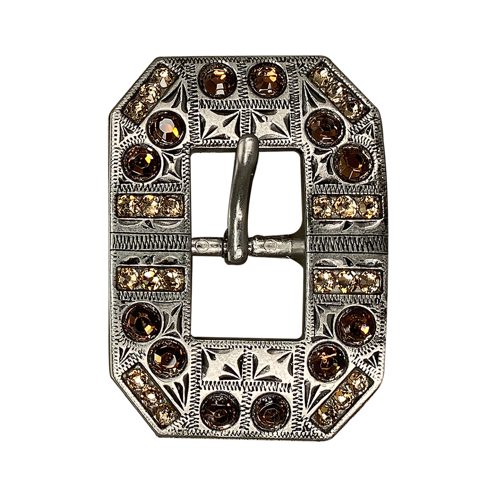 Antique Silver Topaz, Champagne Crystal Conchos - Sizes from 1"- 3" and Buckles