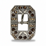 Antique Silver Topaz - Champagne Crystal Conchos | Sizes 1"- 3" | Buckles | Saddle Set | Leather Rosettes | Slide