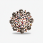Antique Silver AB Crystal Conchos | Sizes 1"- 3" | Buckles | Saddle Set | Leather Rosettes | Slide