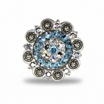Antique Silver Aqua  - Clear Crystal Conchos | Sizes 1"- 3" | Buckles | Saddle Set | Leather Rosettes | Slide