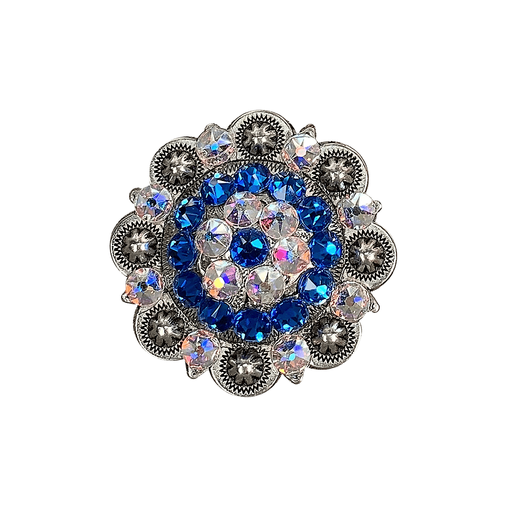 Capri & AB Antique Silver 2" European Crystal Concho - RODEO DRIVE