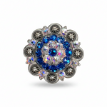 Antique Silver Capri - AB Crystal Conchos | Sizes 1"- 3" | Buckles | Saddle Set | Leather Rosettes | Slide