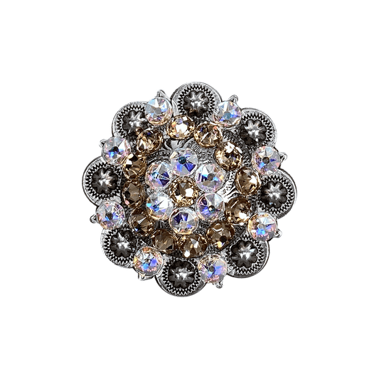 Champagne & AB Antique Silver 2" European Crystal Concho - RODEO DRIVE