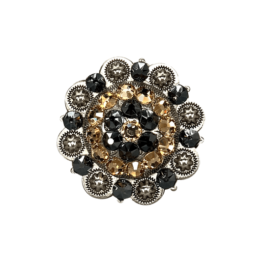 Champagne & Jet Antique Silver 2" European Crystal Concho - RODEO DRIVE