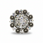 Antique Silver Clear Crystal Conchos | Sizes 1"- 3" | Buckles | Saddle Set | Leather Rosettes | Slide