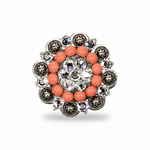 Antique Silver Coral - Clear Crystal Conchos | Sizes 1"- 3" | Buckles | Saddle Set | Leather Rosettes | Slide