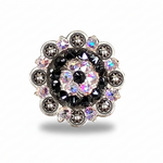 Antique Silver Jet - AB Crystal Conchos | Sizes 1"- 3" | Buckles | Saddle Set | Leather Rosettes | Slide