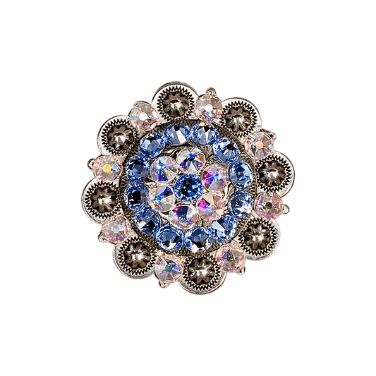 Light Sapphire & AB Antique Silver 2" European Crystal Concho - RODEO DRIVE