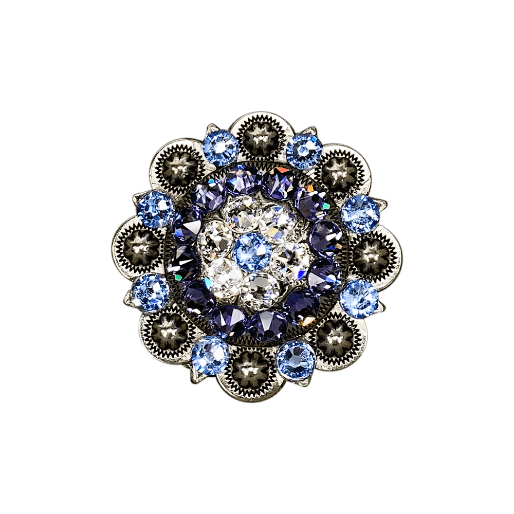 Light Sapphire Clear & Lilac Antique Silver 2" European Crystal Concho - RODEO DRIVE