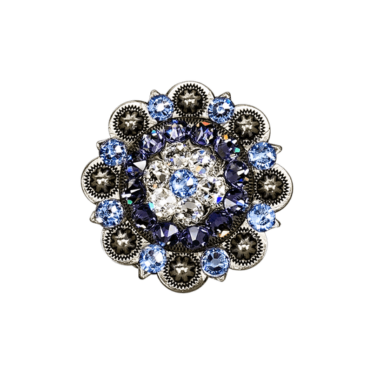 Light Sapphire Clear & Lilac Antique Silver 2" European Crystal Concho - RODEO DRIVE
