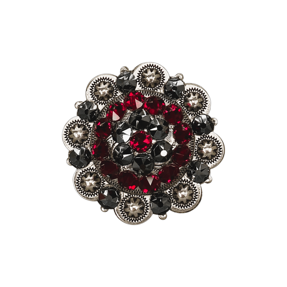 Ruby & Jet Antique Silver 2" European Crystal Concho - RODEO DRIVE