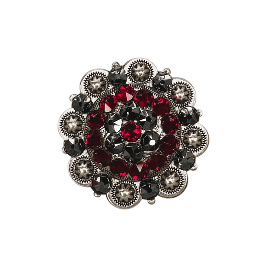 Ruby & Jet Antique Silver 2" European Crystal Concho - RODEO DRIVE