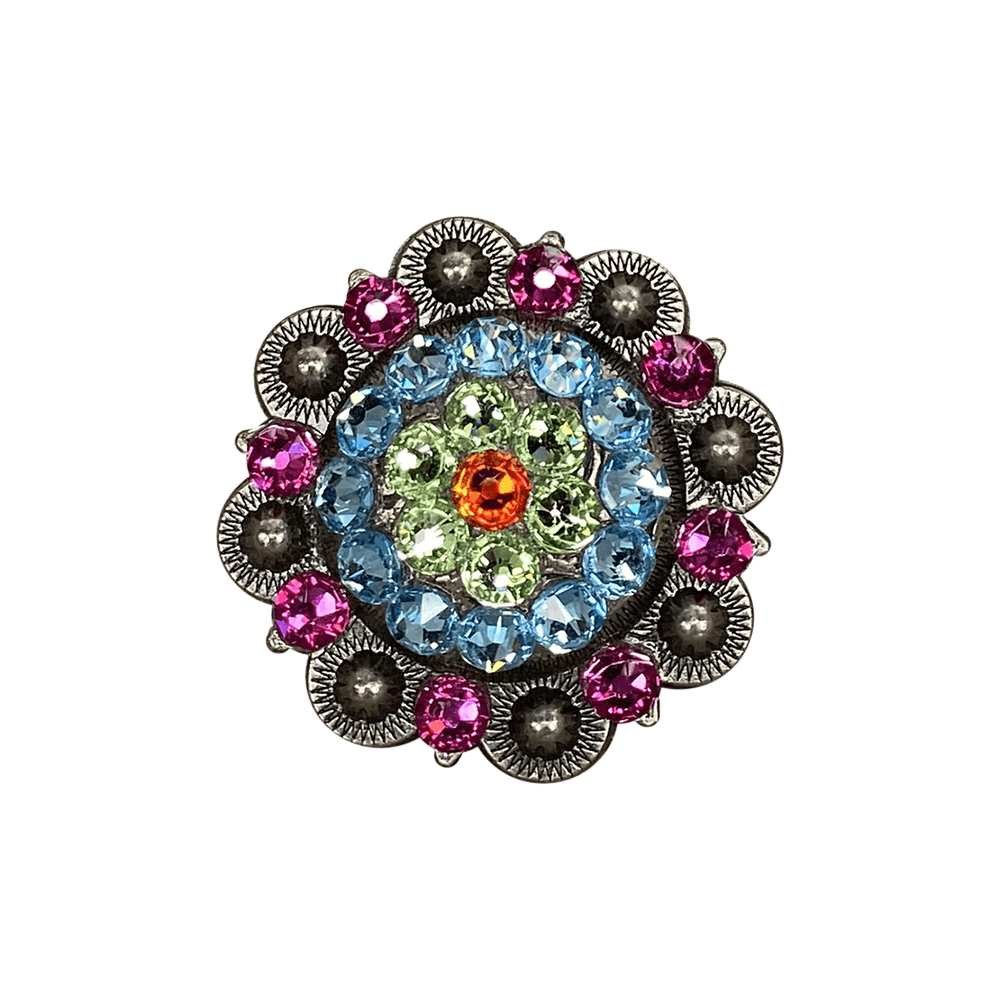 Tie Dye Antique Silver 2" European Crystal Concho - RODEO DRIVE