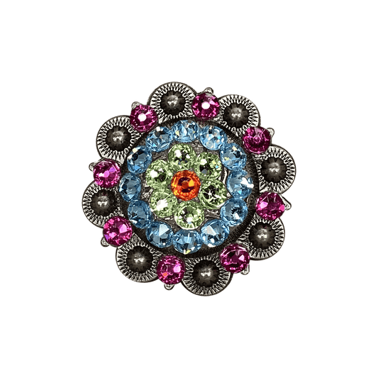 Tie Dye Antique Silver 2" European Crystal Concho - RODEO DRIVE