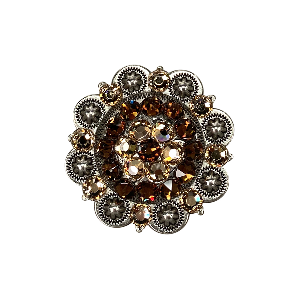 Antique Silver Topaz, Champagne Crystal Conchos - Sizes from 1"- 3" and Buckles