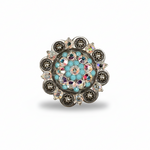 Antique Silver Turquoise - AB Crystal Conchos | Sizes 1"- 3" | Buckles | Saddle Set | Leather Rosettes | Slide