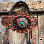 Honey Colored Floral Copper and Turquoise Tack Set  #BBBC529