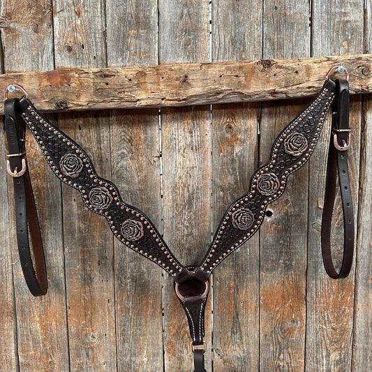 Copper Dot Honeycomb Rose Browband / One Ear Tack Set #BBBC554 - RODEO DRIVE