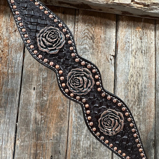 Copper Dot Honeycomb Rose Browband / One Ear Tack Set #BBBC554 - RODEO DRIVE