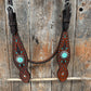 Dark Oil Hand Painted Antique Silver Turquoise Browband/One Ear and Breastcollar #BBBC555 - RODEO DRIVE