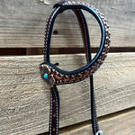 Two Tone Honeycomb Copper Flower Browband/One Ear Headstall & Breastcollar Tack Set #BBBC610
