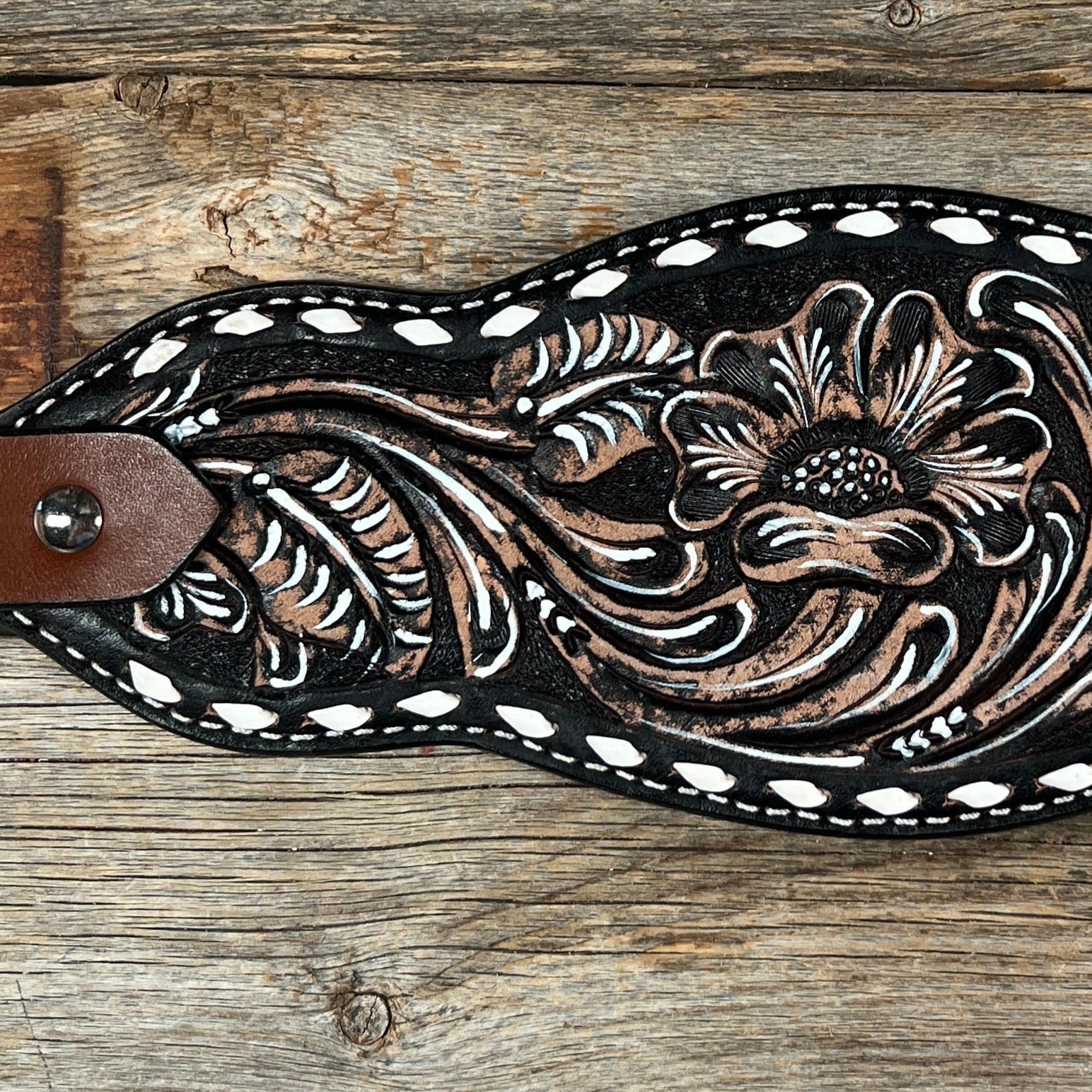 Dark Oil With Buckstitching  Bronc Noseband