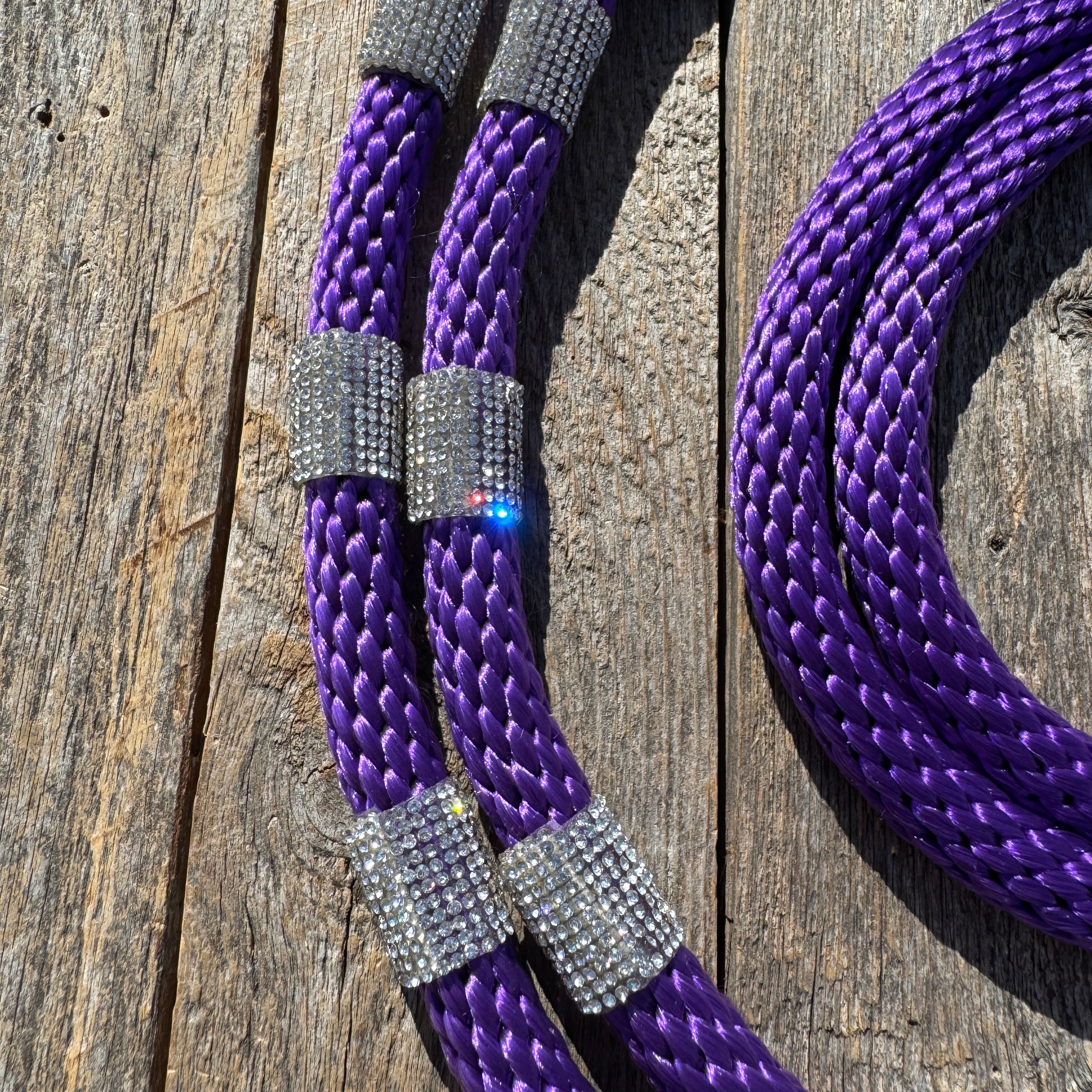 Purple Nylon Barrel Racing Reins with Rhinestones #BNR101