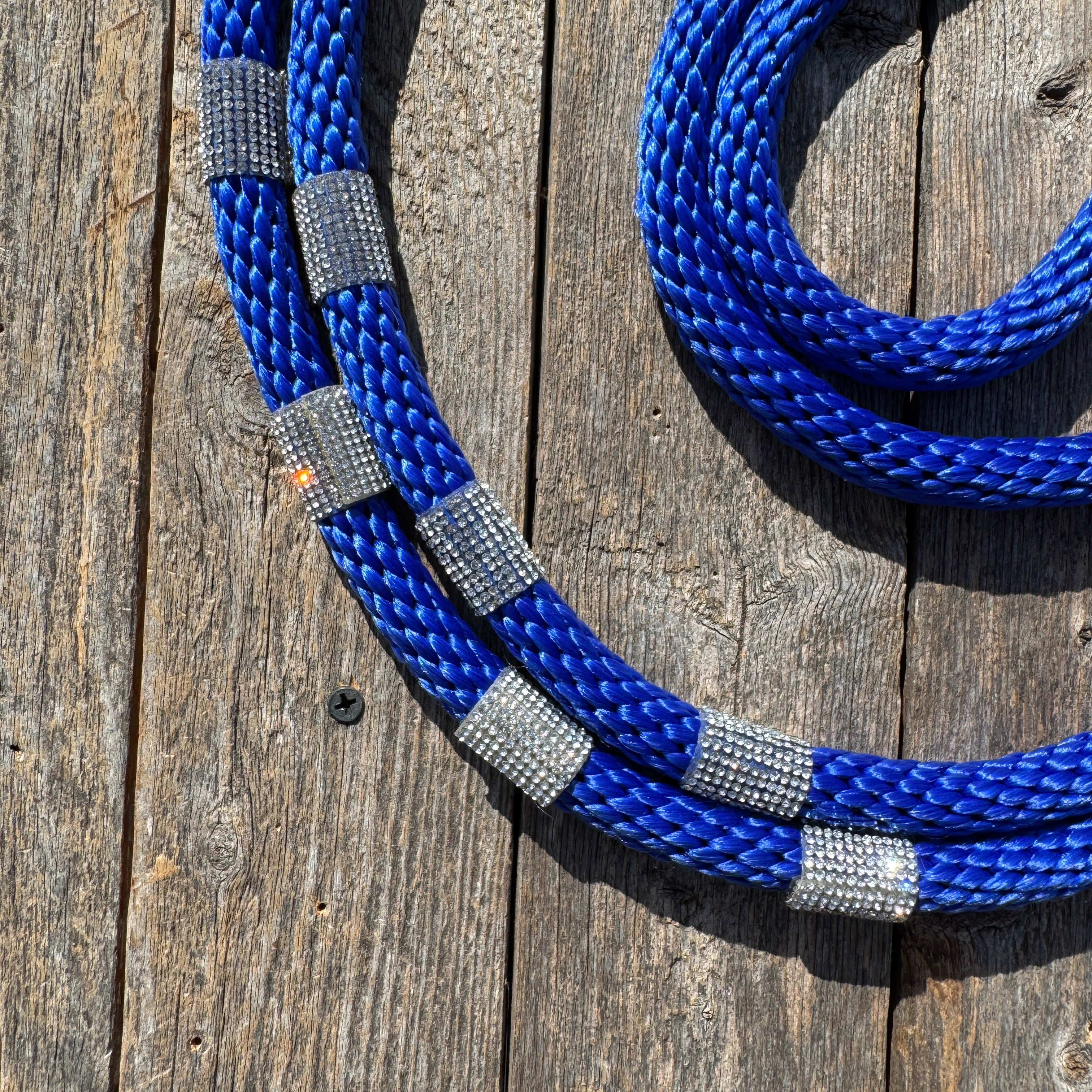Cobalt Nylon Barrel Racing Reins with Rhinestones #BNR105