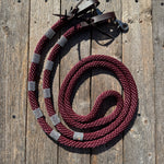 Burgundy Nylon Barrel Racing Reins with Rhinestones #BNR107