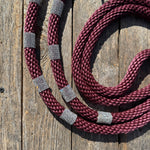Burgundy Nylon Barrel Racing Reins with Rhinestones #BNR107