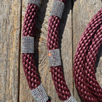 Burgundy Nylon Barrel Racing Reins with Rhinestones #BNR107