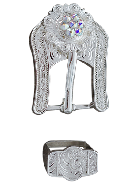 Bright Silver AB Crystal Conchos - Sizes from 1"- 3" and Buckles