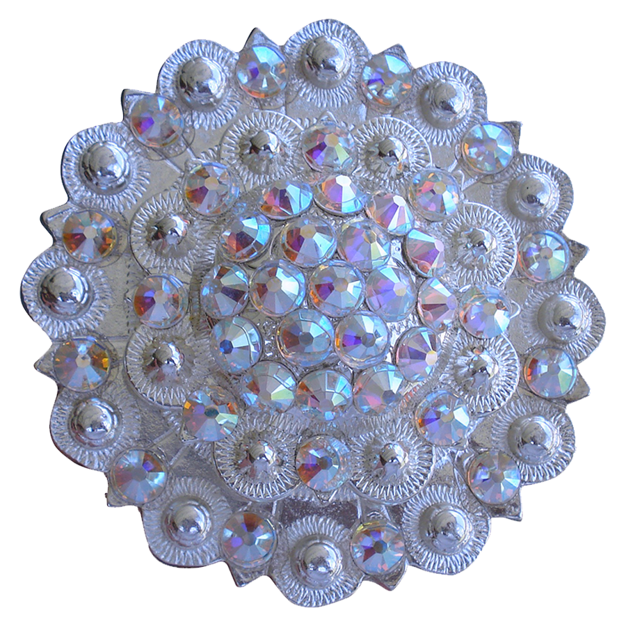 Bright Silver AB Crystal Conchos - Sizes from 1"- 3" and Buckles