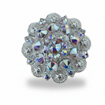 Bright Silver AB Crystal Conchos | Sizes 1"- 3" | Buckles | Saddle Set | Leather Rosettes | Slide