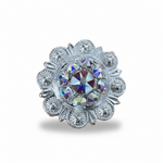 Bright Silver AB Crystal Conchos | Sizes 1"- 3" | Buckles | Saddle Set | Leather Rosettes | Slide