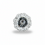 Bright Silver Jet - Clear Crystal Conchos | Sizes 1"- 3" | Buckles | Saddle Set | Leather Rosettes | Slide