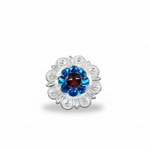 Bright Silver Red - White - Blue Crystal Conchos | Sizes 1"- 3" | Buckles | Saddle Set | Leather Rosettes | Slide
