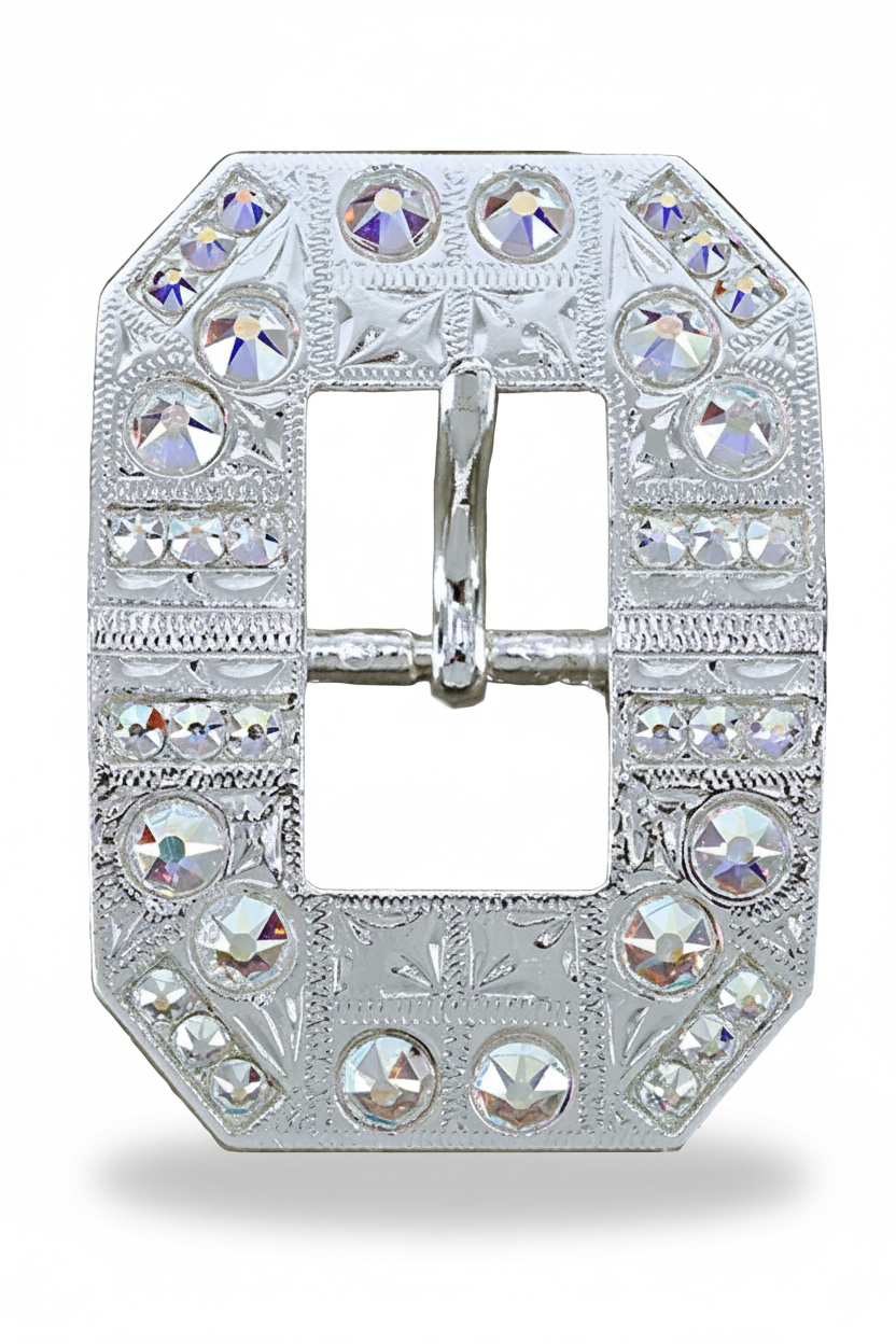 Bright Silver AB Crystal Conchos | Sizes 1"- 3" | Buckles | Saddle Set | Leather Rosettes | Slide